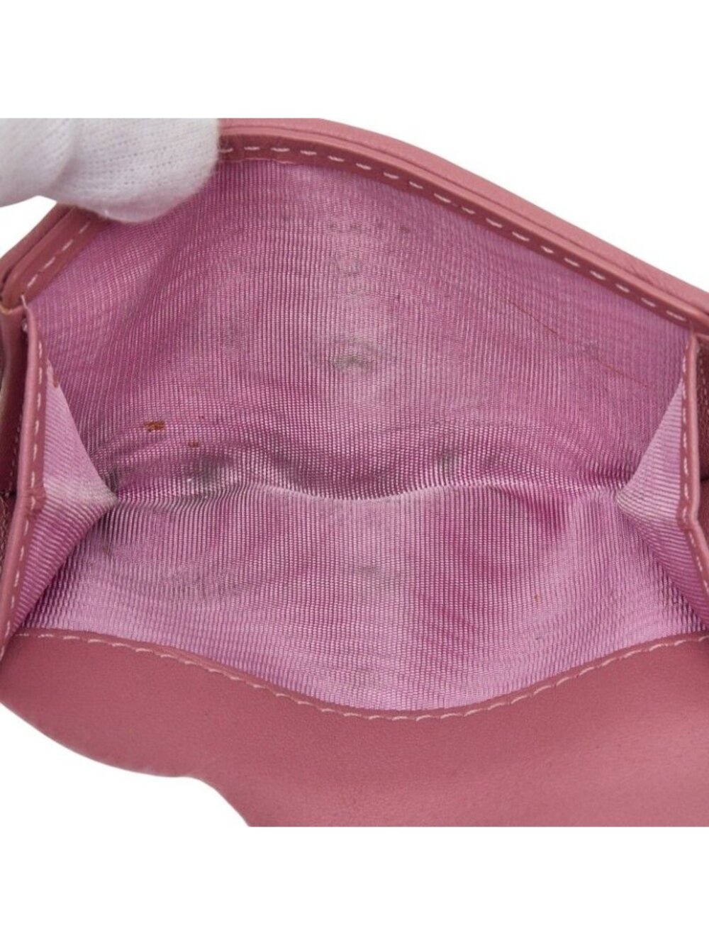 Dior Compact Wallet Cannage Stitch Trifold Pink Leather 1 - Picture 7 of 10